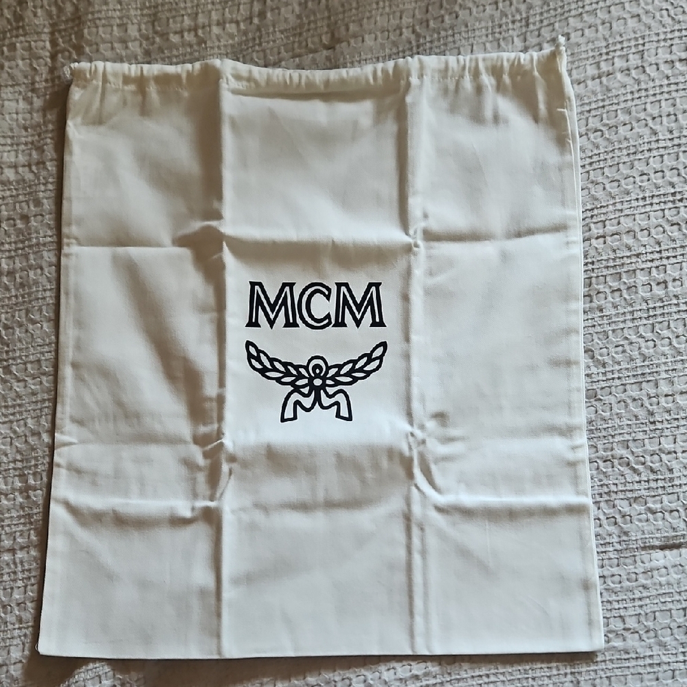 MCM White and Black Logo Bag